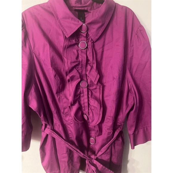 Lane Bryant Women's Purple Ruffle Shirt Jacket Belted Plus Size 28 NWT‎ - Picture 2 of 7